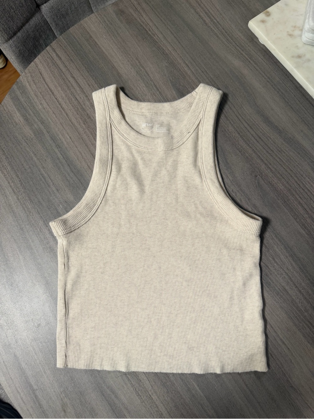 OFFLINE by Aerie Ribbed Cropped Tank Top Beige Oatmeal Size Small